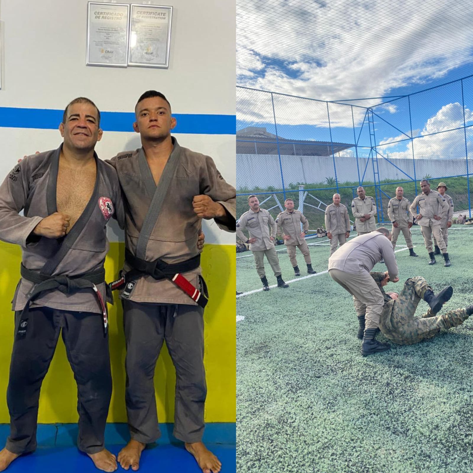 Policiais militares faixas-pretas em Jiu-Jitsu ministram treinamento de defesa pessoal para PMs da CETO em Serrinha