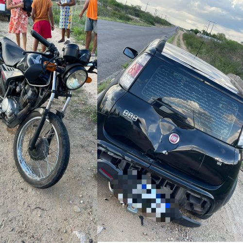 Colisão traseira deixa motociclista ferido em Conceição do Coité