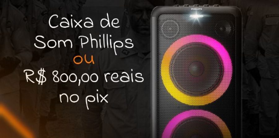 Rifa oferece caixa de som Philips ou R$ 800 em dinheiro para apoiar formatura de alunos a soldados da PM em Serrinha