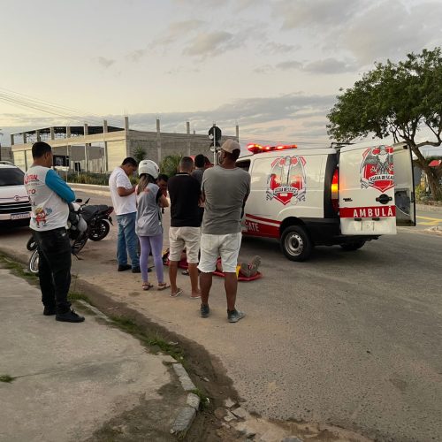Colisão entre moto e carro deixa jovem ferido e mobiliza Águia Resgate em Conceição do Coité