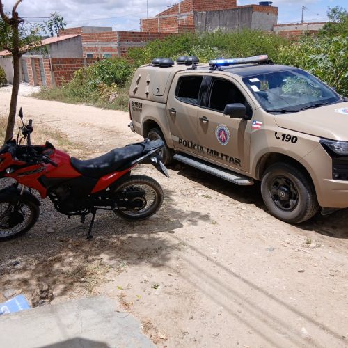 Motocicleta furtada em Salvador é recuperada pela PM em Conceição do Coité