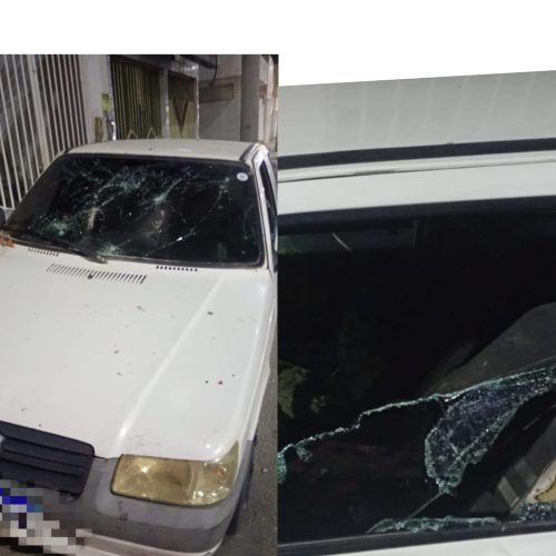 Veículo tem vidros destruídos durante tentativa de invasão no em Conceição do Coité