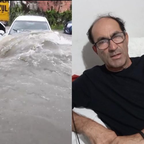 “Pensei que não ia voltar”, diz motorista após carro ficar submerso durante temporal em Conceição do Coité