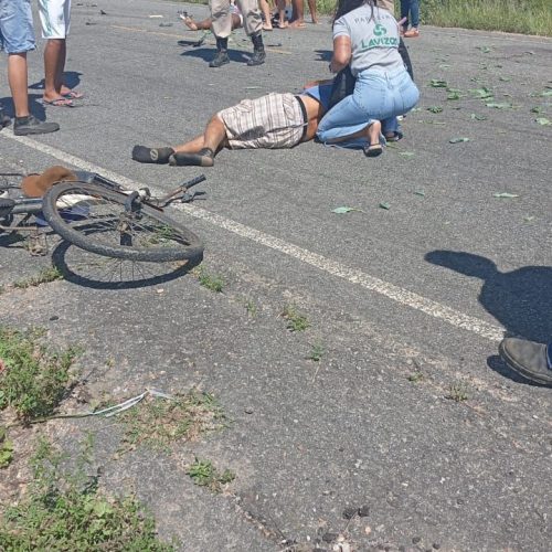 Colisão entre moto e bicicleta deixa dois feridos na BA-411, trecho Conceição do Coité ao distrito de Salgadália